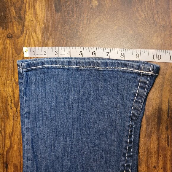 Maurices Jeans Curvy Flare 16 R Mid Rise Medium Light Wash Ripped Stretch Denim - Picture 10 of 11